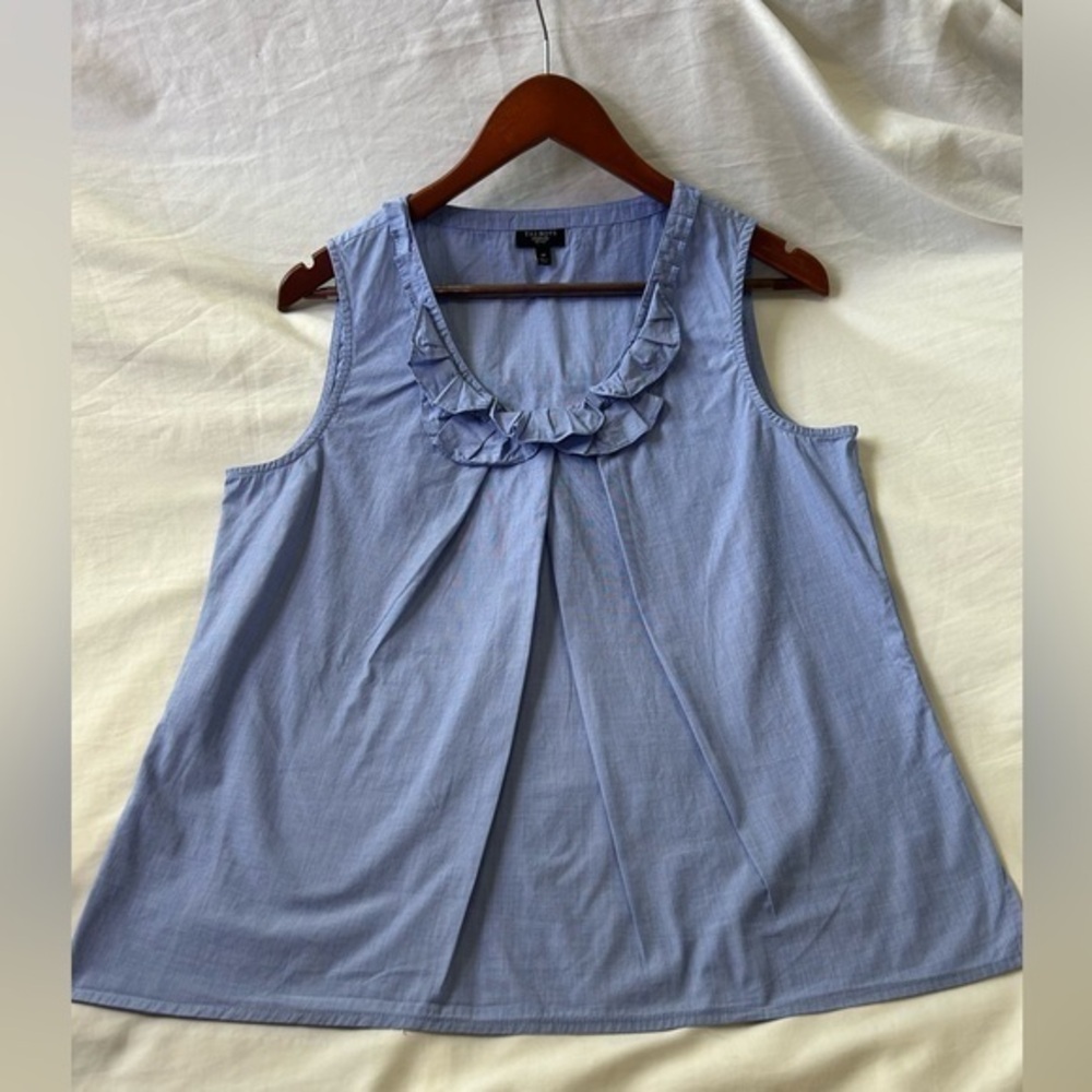 Talbots Blue Boxy Ruffled Tank Top sz M petite